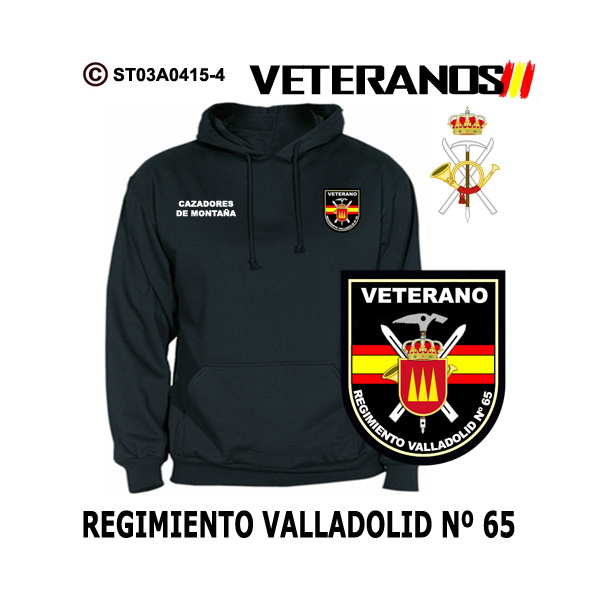 Sudadera-capucha Veterano Regimiento Valladolid nº 65 – Cazadores de Montaña