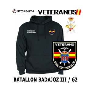 Sudadera-capucha Veterano Batallón Badajoz III/62 Cazadores de Montaña
