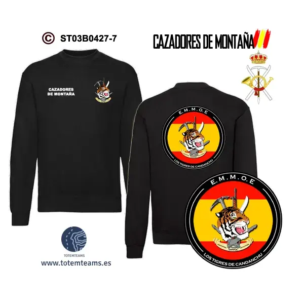 Sudadera-ClásicaES EMMOE Los Tigres de Candanchú – Cazadores de Montaña - Imagen 3