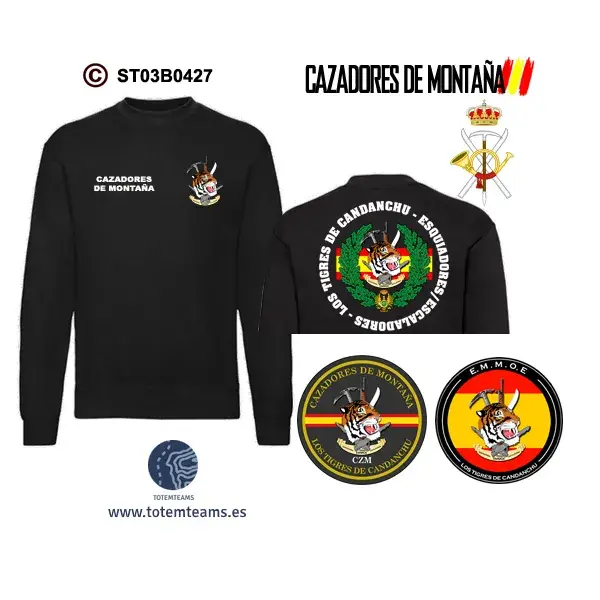 Sudadera-ClásicaES EMMOE Los Tigres de Candanchú – Cazadores de Montaña