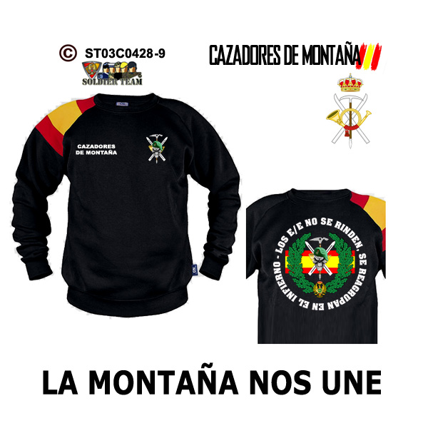Sudadera-BanderaES La Montaña nos une – Cazadores de Montaña