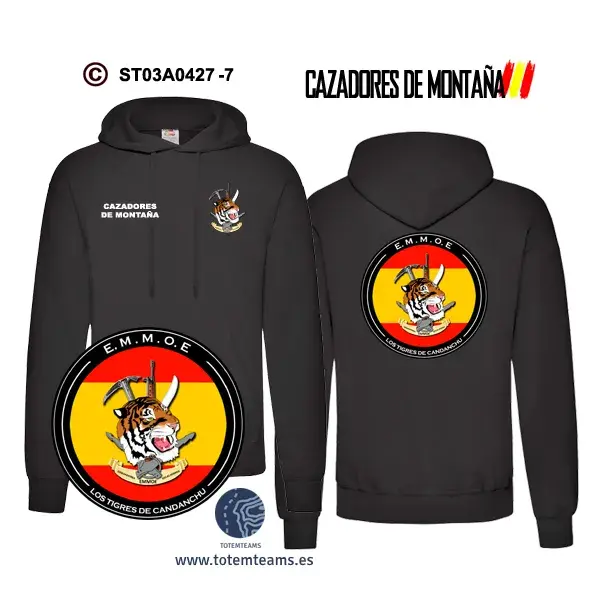Sudadera-capuchaES EMMOE Los Tigres de Candanchú – Cazadores de Montaña - Imagen 3