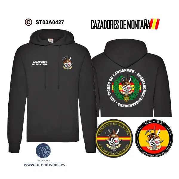 Sudadera-capuchaES EMMOE Los Tigres de Candanchú – Cazadores de Montaña