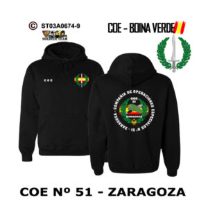Sudadera-capuchaES COE 51 Zaragoza – Boina Verde